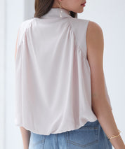 ジッパーノースリーブシャツブラウスsdp0281 ピンクベージュ