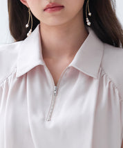 ジッパーノースリーブシャツブラウスsdp0281 ピンクベージュ