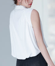 ジッパーノースリーブシャツブラウスsdp0281 ホワイト