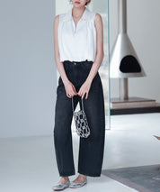 ジッパーノースリーブシャツブラウスsdp0281 ホワイト