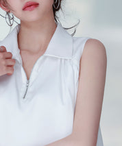 ジッパーノースリーブシャツブラウスsdp0281 ホワイト