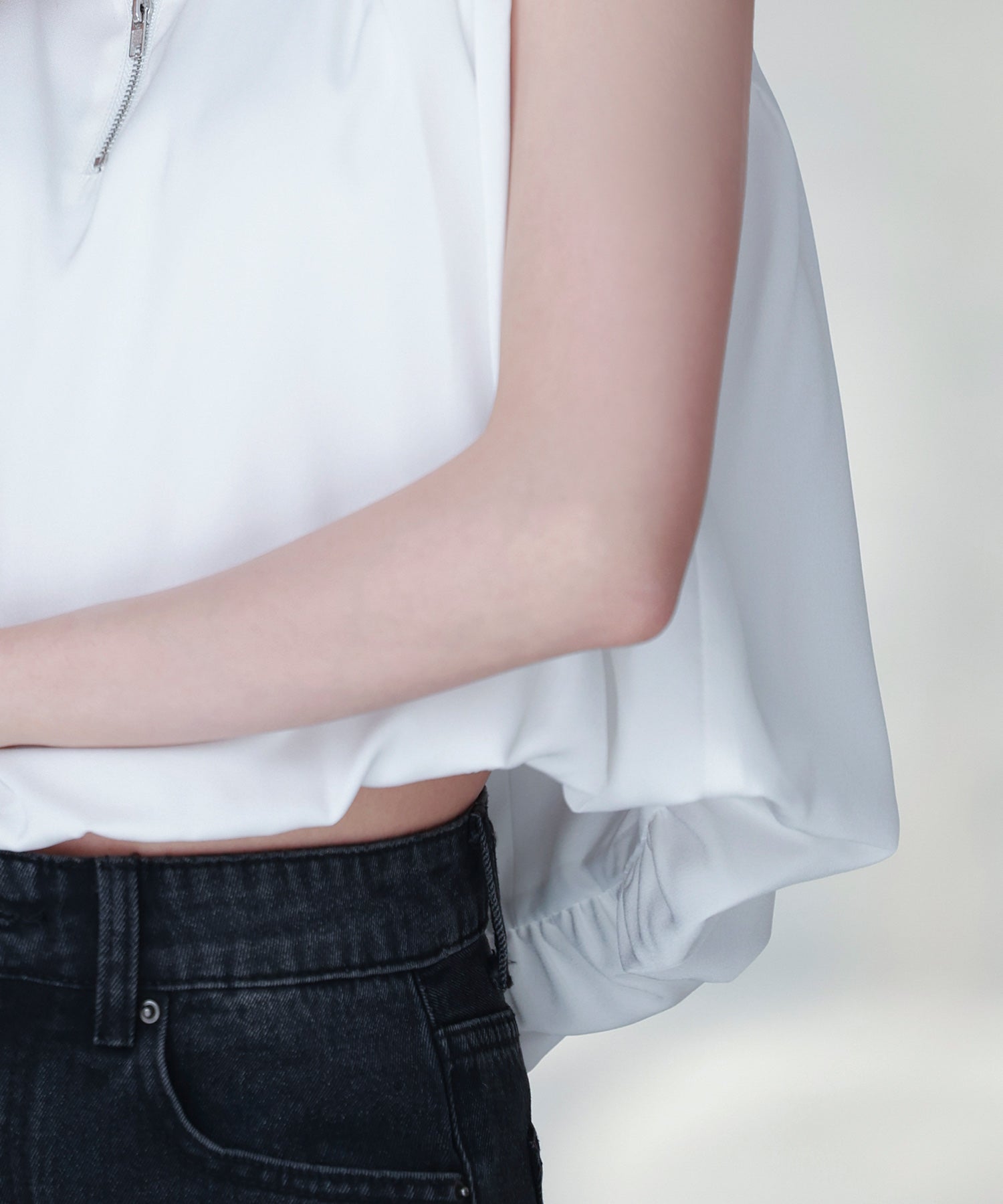 ジッパーノースリーブシャツブラウスsdp0281 ホワイト