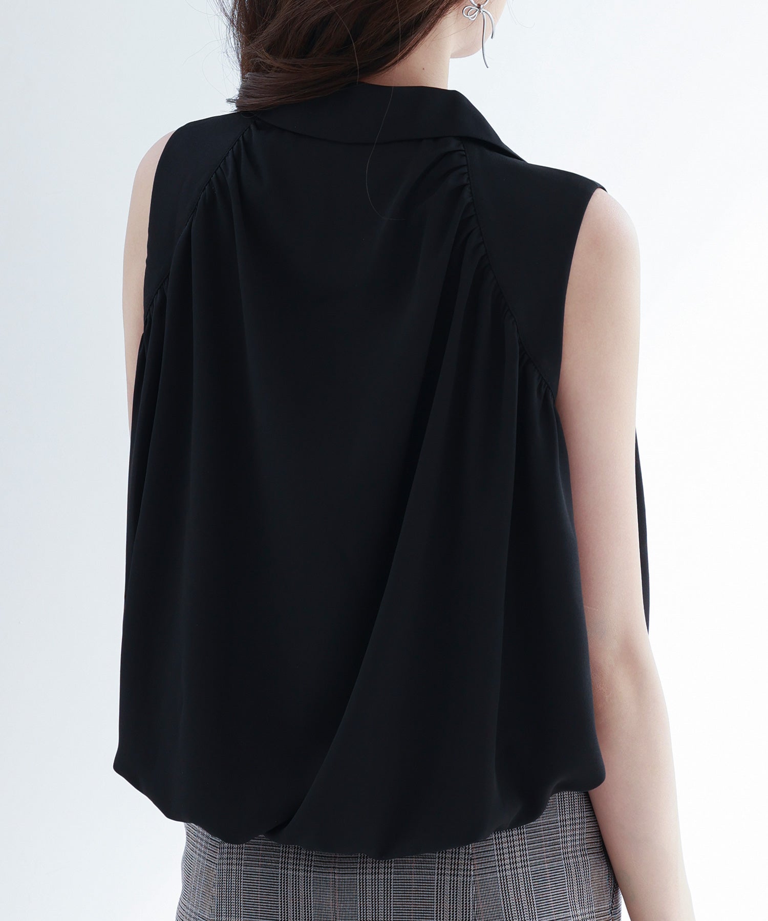 ジッパーノースリーブシャツブラウスsdp0281 ブラック