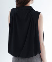 ジッパーノースリーブシャツブラウスsdp0281 ブラック