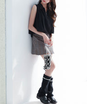 ジッパーノースリーブシャツブラウスsdp0281 ブラック