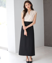 スタンドキーネックタックカットソートップスsdp0282 ベージュ