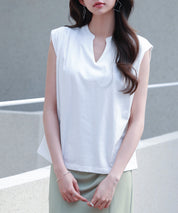 スタンドキーネックタックカットソートップスsdp0282-102-1