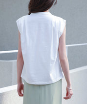 スタンドキーネックタックカットソートップスsdp0282 ホワイト