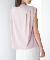 スタンドキーネックタックカットソートップスsdp0282 ピンク