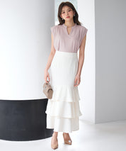 スタンドキーネックタックカットソートップスsdp0282 ピンク