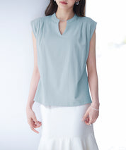 スタンドキーネックタックカットソートップスsdp0282 ミント