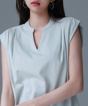 スタンドキーネックタックカットソートップスsdp0282 ミント