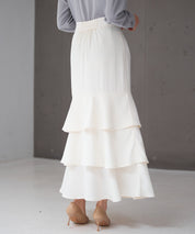 フリルティアードロング丈スカートsdp0283 アイボリー