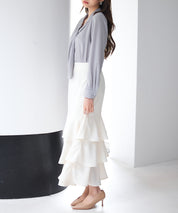 フリルティアードロング丈スカートsdp0283 アイボリー