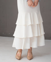 フリルティアードロング丈スカートsdp0283 アイボリー