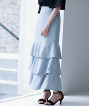 フリルティアードロング丈スカートsdp0283 ブルーグレー