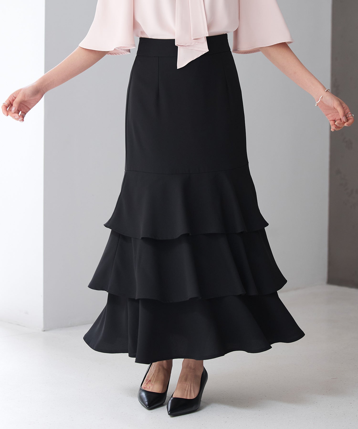 フリルティアードロング丈スカートsdp0283-102-8