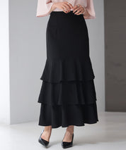 フリルティアードロング丈スカートsdp0283 ブラック