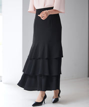 フリルティアードロング丈スカートsdp0283 ブラック