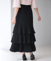 フリルティアードロング丈スカートsdp0283 ブラック