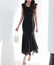 ドットシフォンロング丈ワンピースsdp0284-102-8