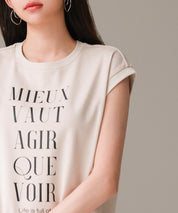 【コットン100%】ロゴプリントカットソーsdp0285 ベージュ