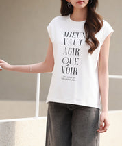 【コットン100%】ロゴプリントカットソーsdp0285 ホワイト