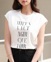 【コットン100%】ロゴプリントカットソーsdp0285 ホワイト