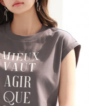 【コットン100%】ロゴプリントカットソーsdp0285 チャコール