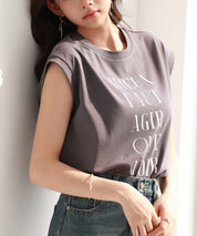 【コットン100%】ロゴプリントカットソーsdp0285 チャコール