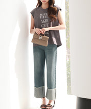 【コットン100%】ロゴプリントカットソーsdp0285 チャコール