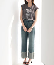 【コットン100%】ロゴプリントカットソーsdp0285 チャコール