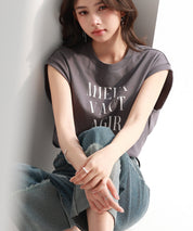 【コットン100%】ロゴプリントカットソーsdp0285 チャコール