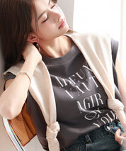 【コットン100%】ロゴプリントカットソーsdp0285 チャコール