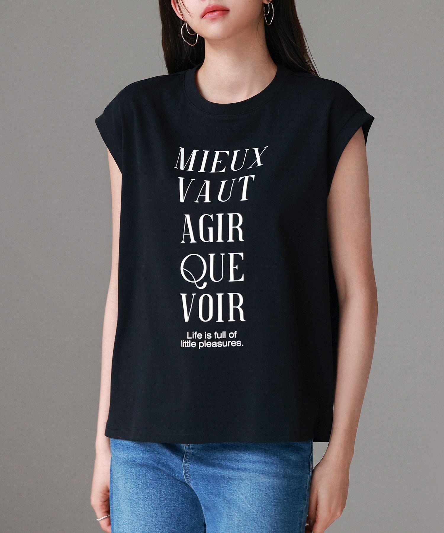 【コットン100%】ロゴプリントカットソーsdp0285 ブラック