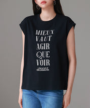 【コットン100%】ロゴプリントカットソーsdp0285 ブラック