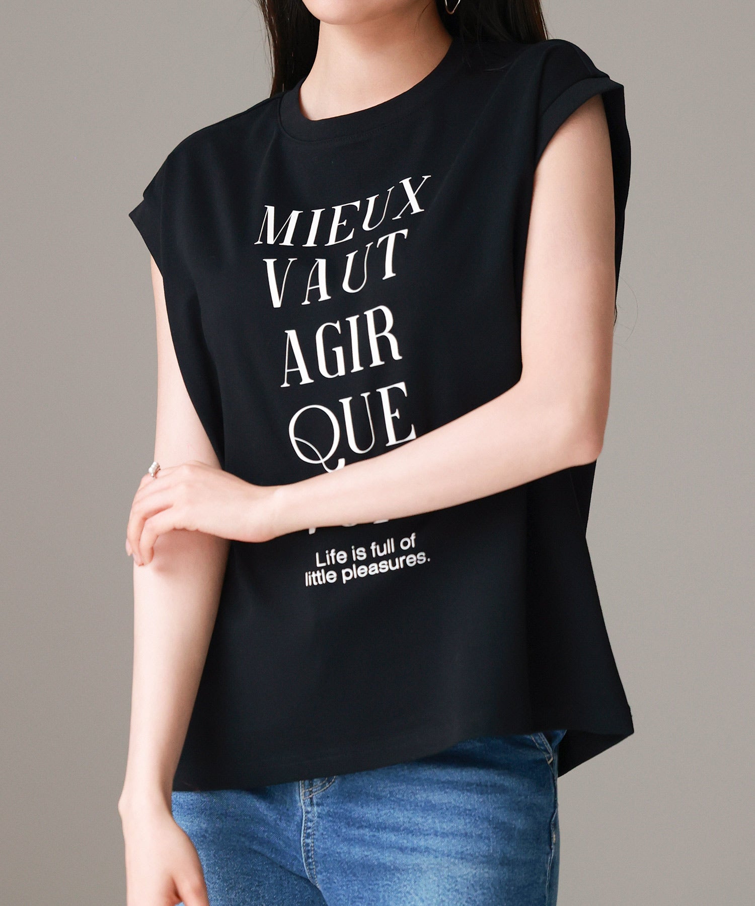 【コットン100%】ロゴプリントカットソーsdp0285 ブラック