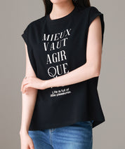 【コットン100%】ロゴプリントカットソーsdp0285 ブラック