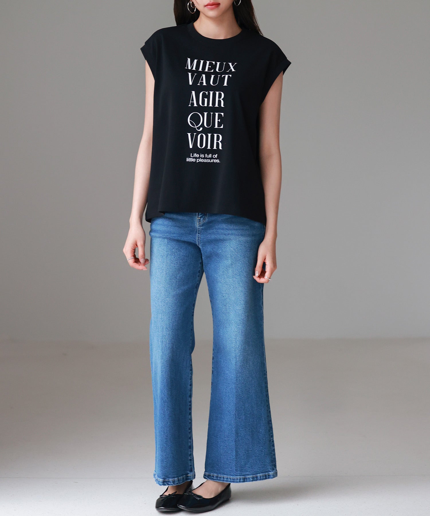 【コットン100%】ロゴプリントカットソーsdp0285 ブラック