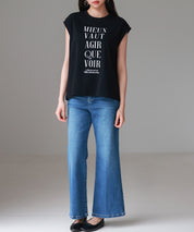 【コットン100%】ロゴプリントカットソーsdp0285 ブラック