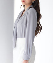 とろみ生地ボウタイブラウスsdp0286 グレー