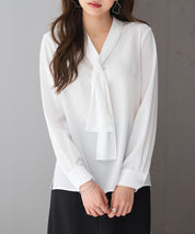 とろみ生地ボウタイブラウスsdp0286 ホワイト