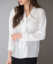 とろみ生地ボウタイブラウスsdp0286 ホワイト