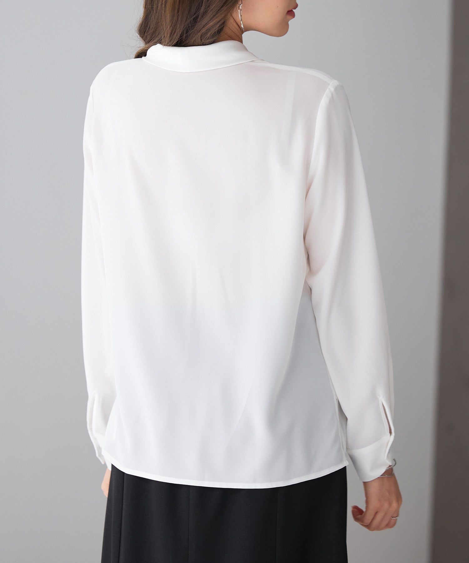 とろみ生地ボウタイブラウスsdp0286 ホワイト