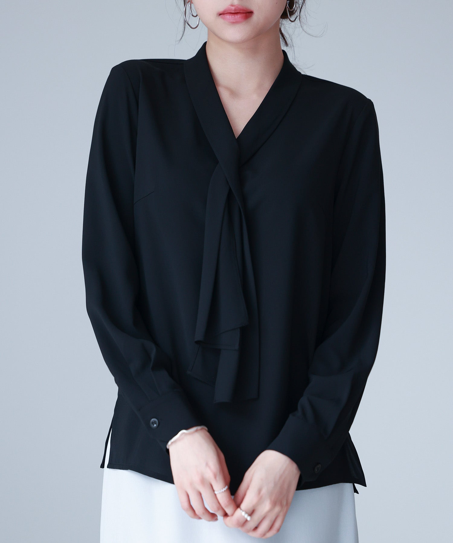 とろみ生地ボウタイブラウスsdp0286-102-8