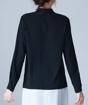 とろみ生地ボウタイブラウスsdp0286 ブラック