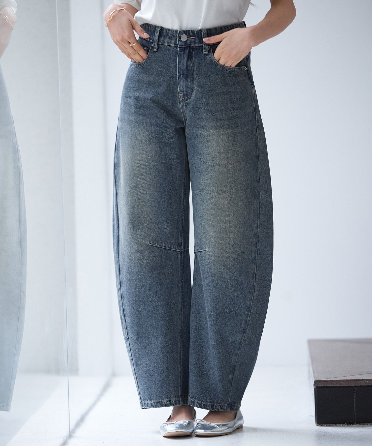 ヴィンテージ加工バレルレッグデニムsdp0287-102-34