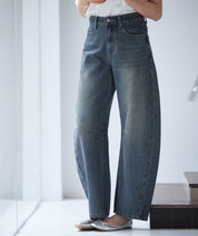 ヴィンテージ加工バレルレッグデニムsdp0287 ブルー