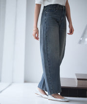 ヴィンテージ加工バレルレッグデニムsdp0287 ブルー