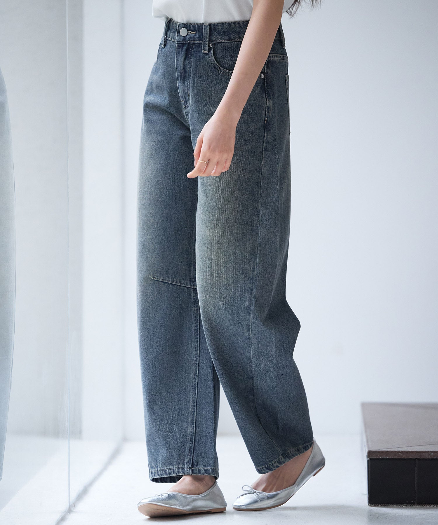 ヴィンテージ加工バレルレッグデニムsdp0287 ブルー